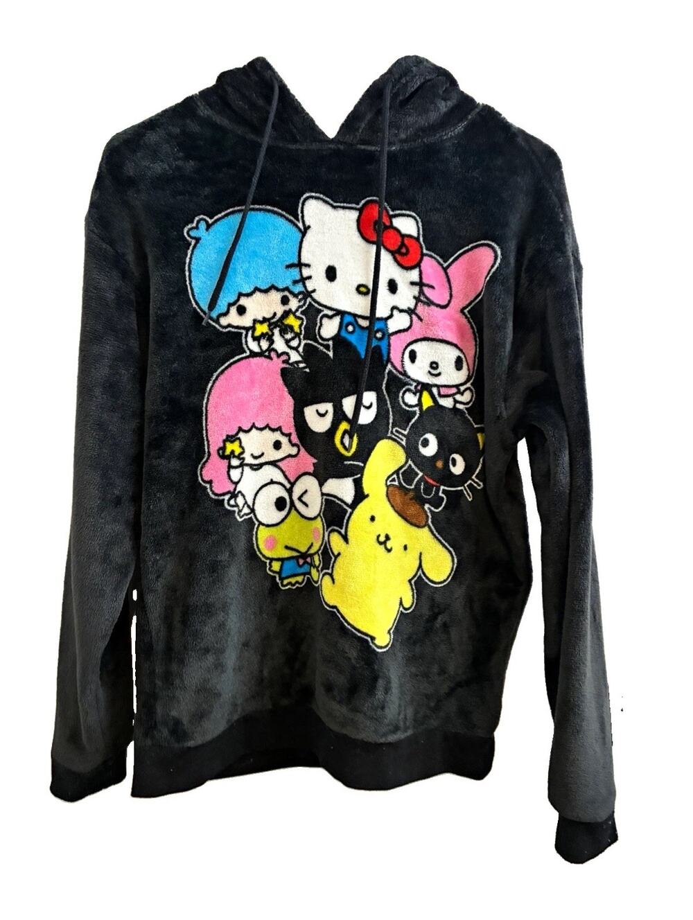 Hybrid Apparel Hello Kitty and Friends Sanrio Fleece Pullover Hoodie Black S